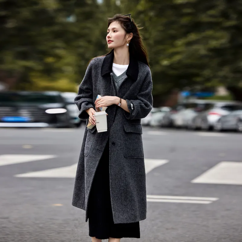 A Paradise For Awakening Coats Women's Black Gray Color-3