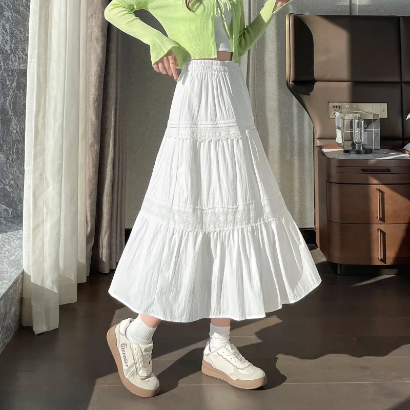 A Paradise For Awakening Casual Long Skirt Women's White-5