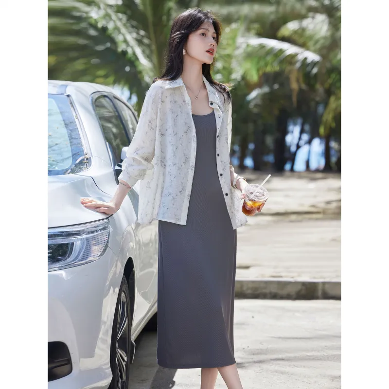 A Paradise For Awakening Skirt Set Women's Gray-4