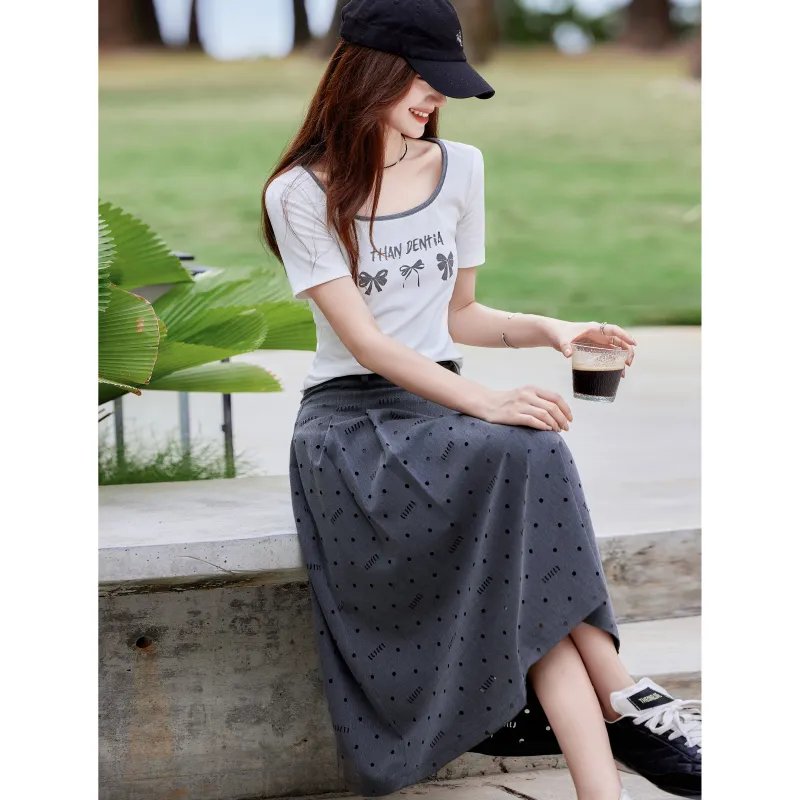 A Paradise For Awakening Skirt Set Women's Gray-5