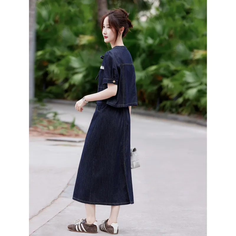 A Paradise For Awakening Skirt Set Women's Denim Blue-2