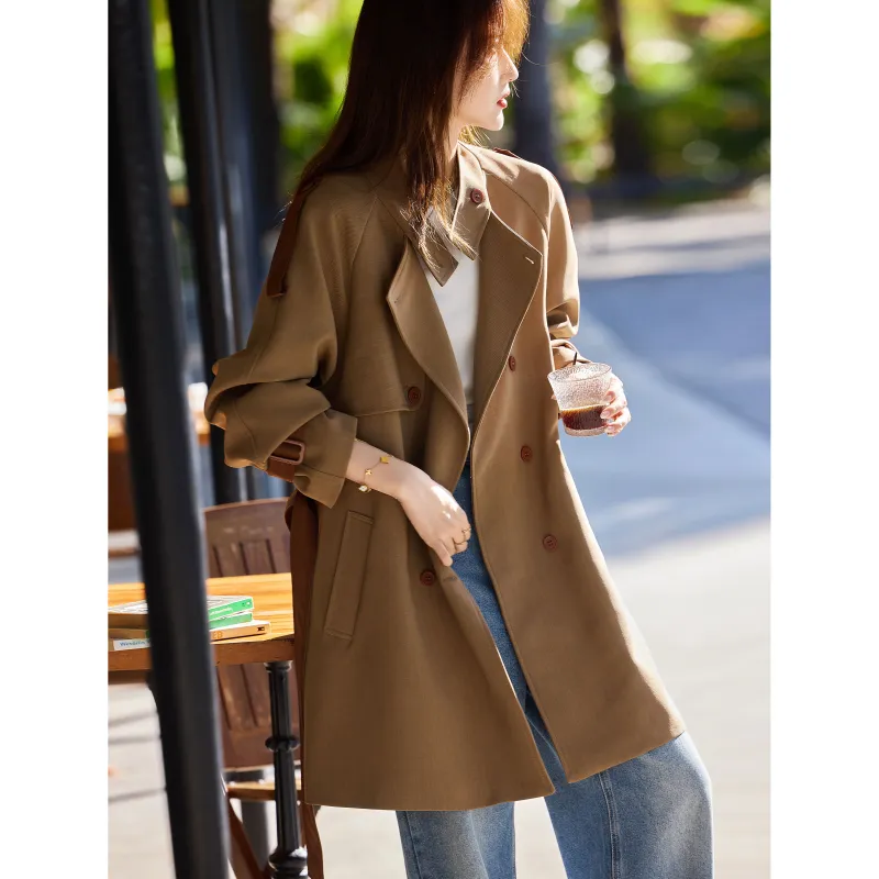 A Paradise For Awakening Trench Coat Women's Coffee-2