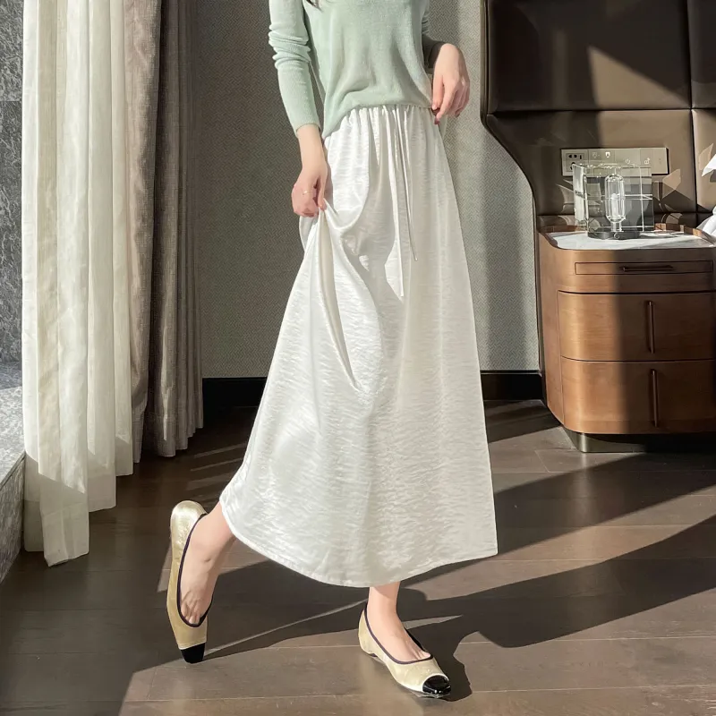 A Paradise For Awakening Casual Long Skirt Women's Apricot-4