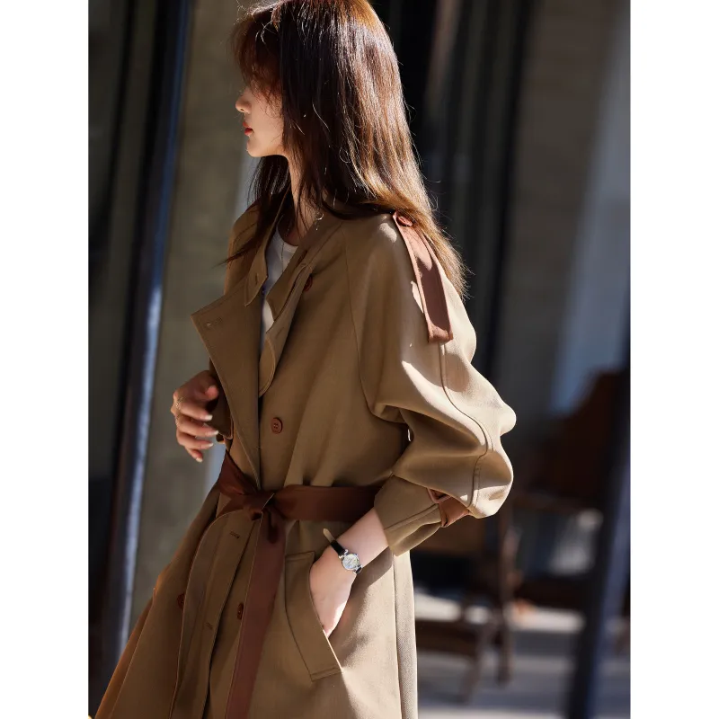 A Paradise For Awakening Trench Coat Women's Coffee-4