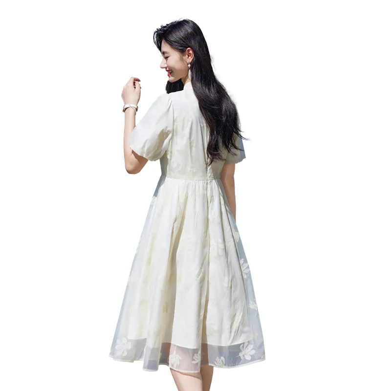 A Paradise For Awakening Short Sleeved Dress Women's Beige-0