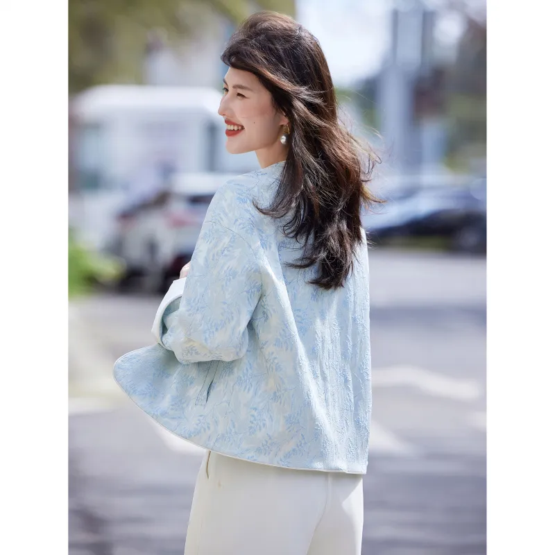 A Paradise For Awakening Cropped Coat Women's Blue-2