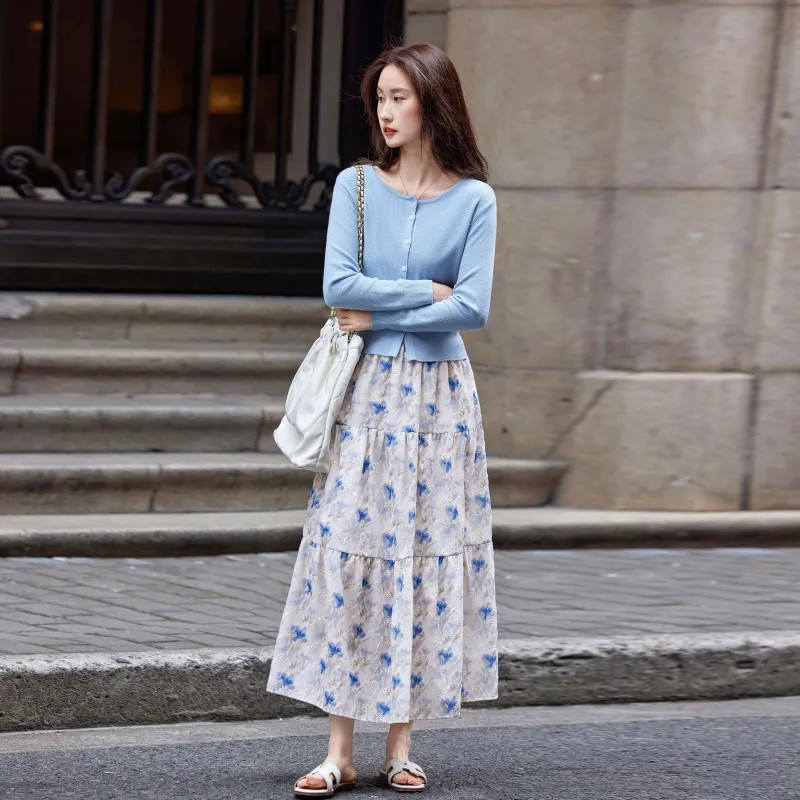 A Paradise For Awakening Skirt Set Women's Blue-2
