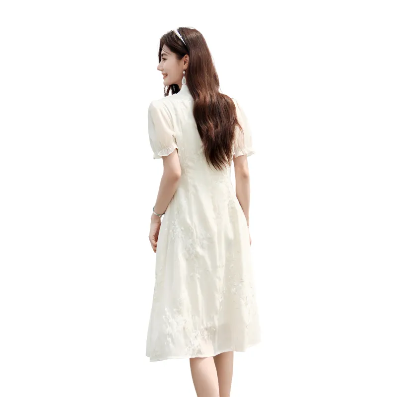 A Paradise For Awakening Short Sleeved Dress Women's Beige-0