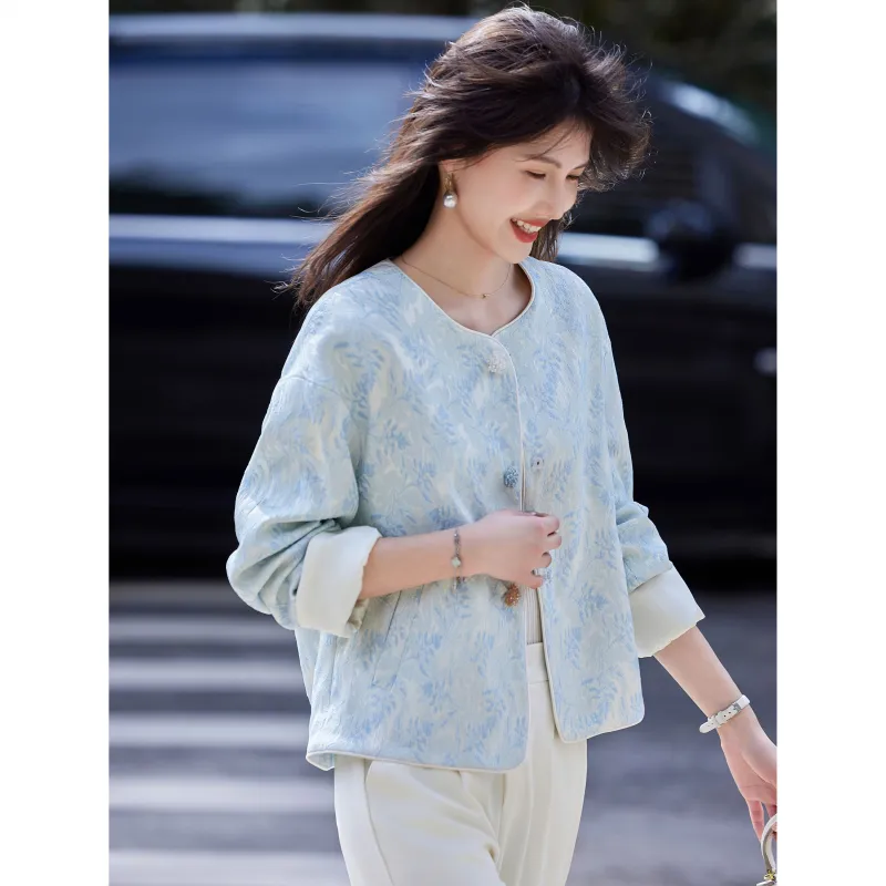 A Paradise For Awakening Cropped Coat Women's Blue-3