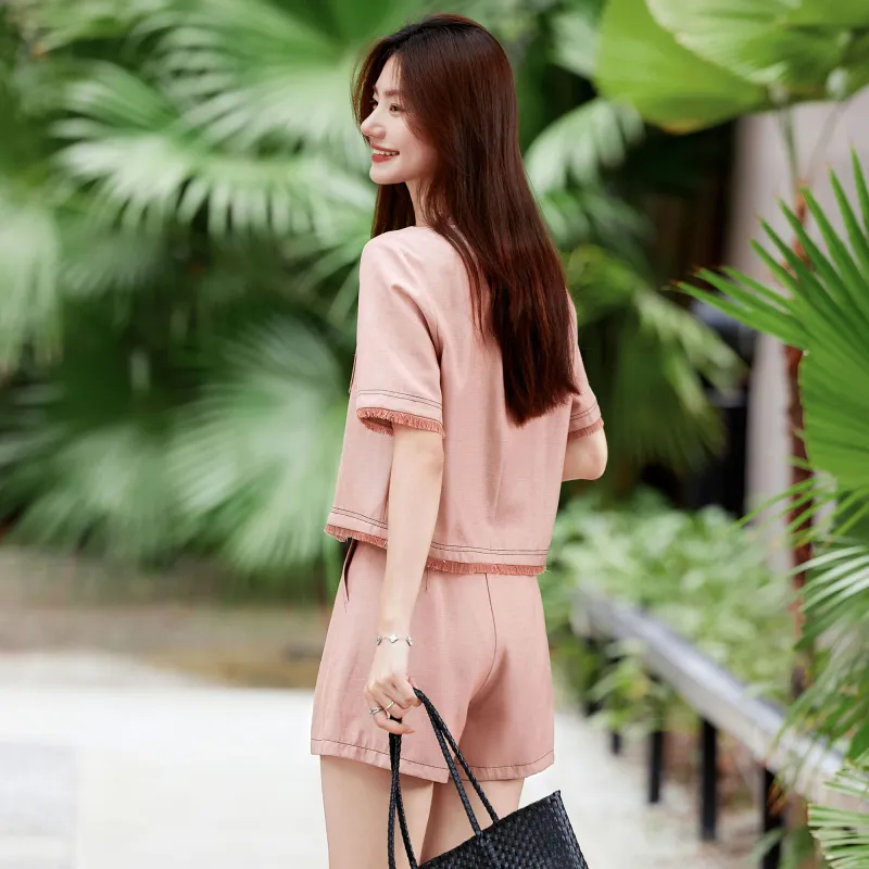 A Paradise For Awakening Casual Suit Women's Pink-2