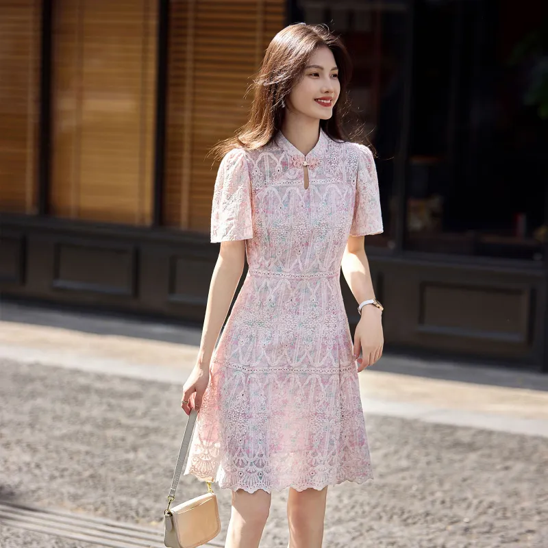 A Paradise For Awakening Short Sleeved Dress Women's Pink-3
