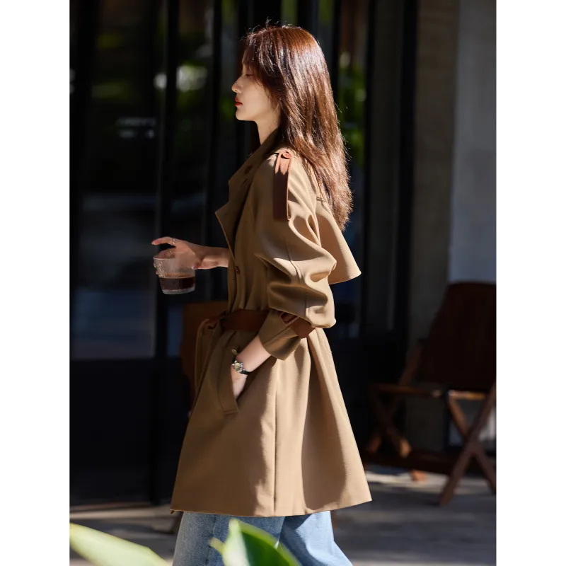 A Paradise For Awakening Trench Coat Women's Coffee-6