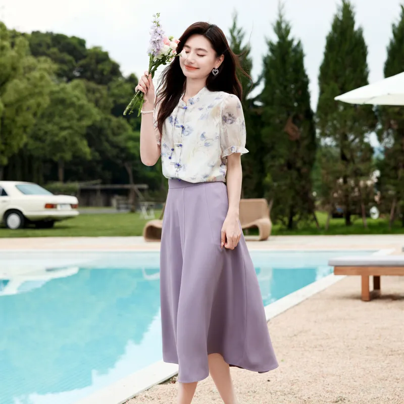 A Paradise For Awakening Skirt Set Women's Purple-3