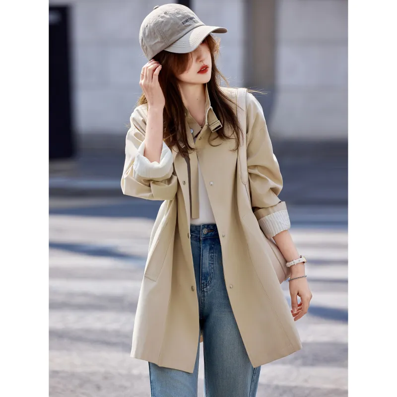 A Paradise For Awakening Trench Coat Women's Khaki-2