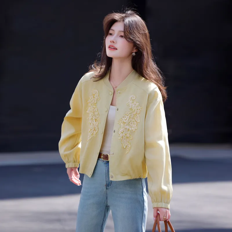 A Paradise For Awakening Cropped Coat Women's Yellow-3