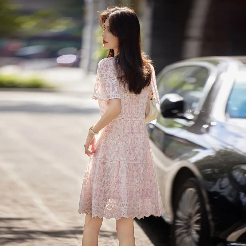 A Paradise For Awakening Short Sleeved Dress Women's Pink-2
