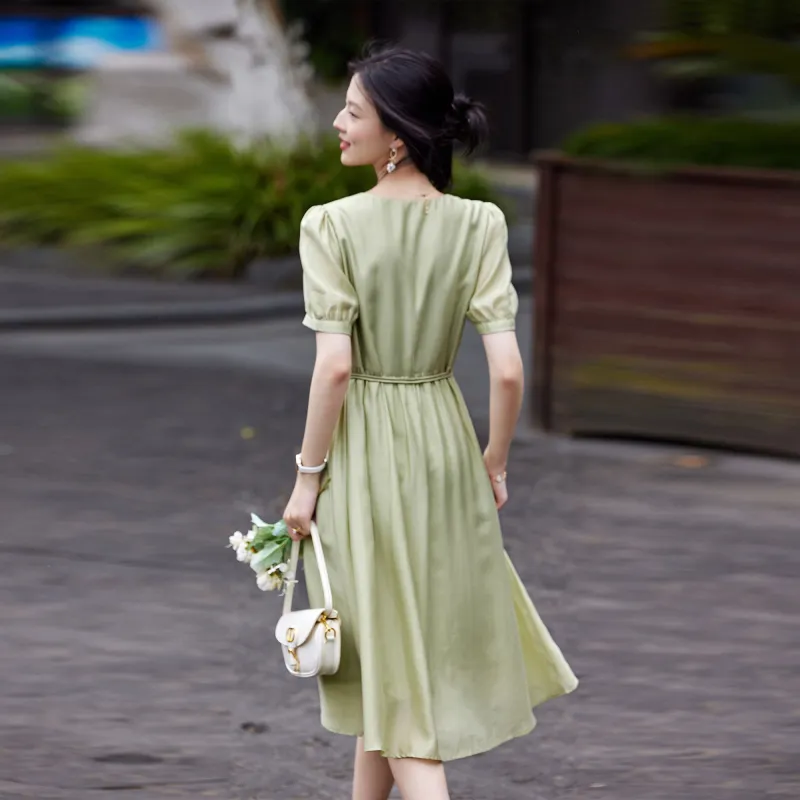 A Paradise For Awakening Short Sleeved Dress Women's Green-5