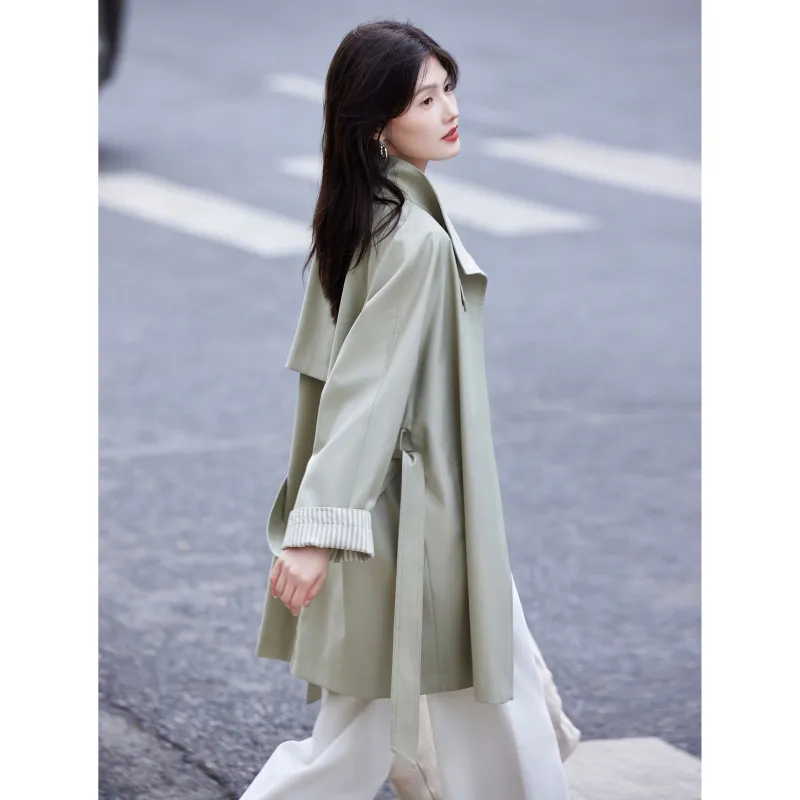 A Paradise For Awakening Trench Coat Women's Green-2