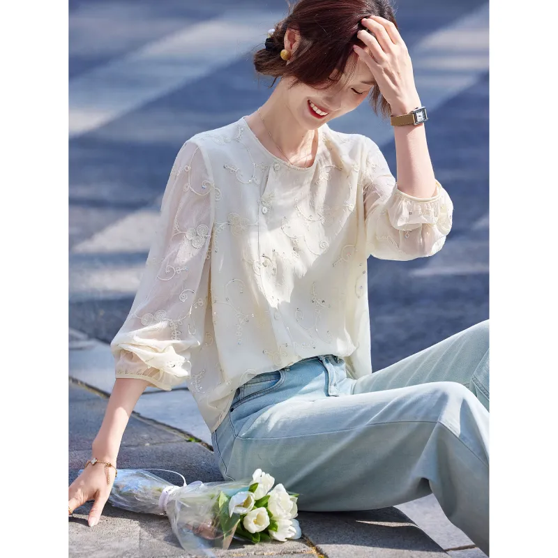 A Paradise For Awakening Chiffon Shirt Women's-5