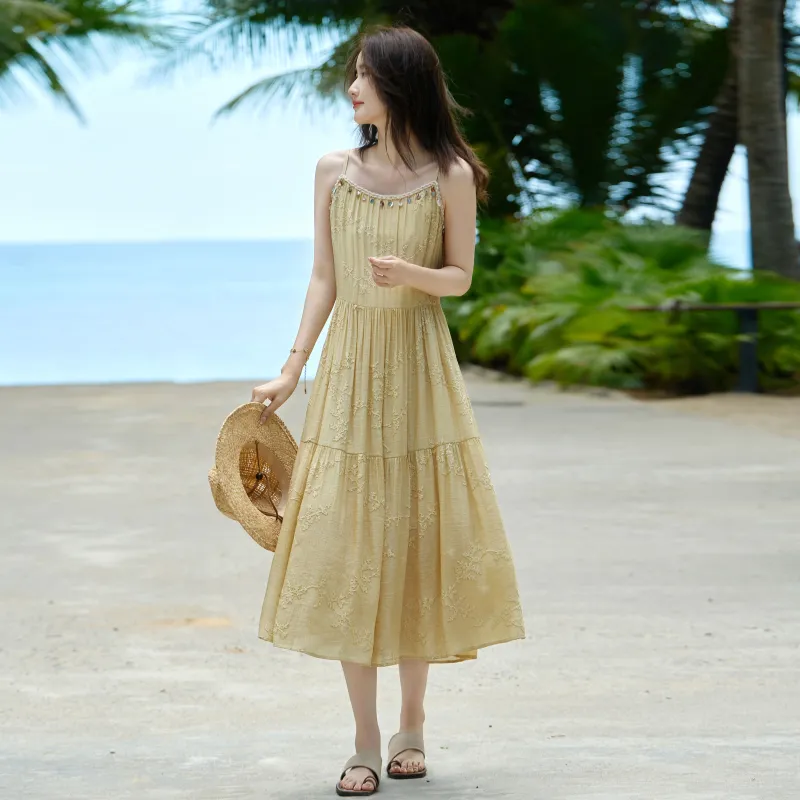 A Paradise For Awakening Slip Dress Women's Yellow-4