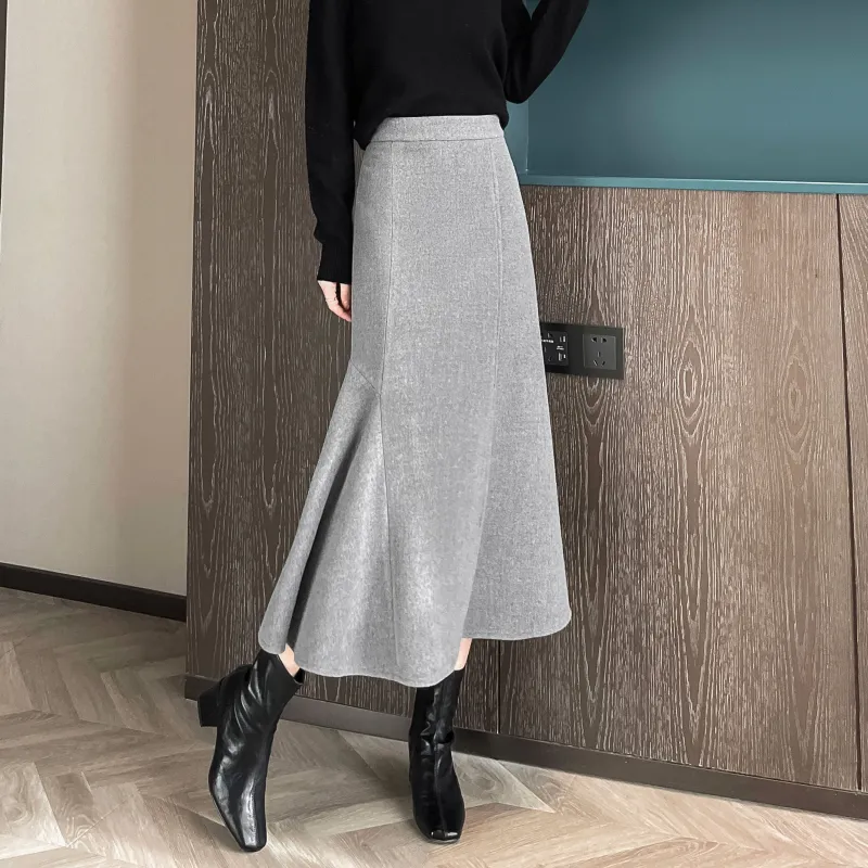 A Paradise For Awakening Casual Long Skirts Women's Gray-6