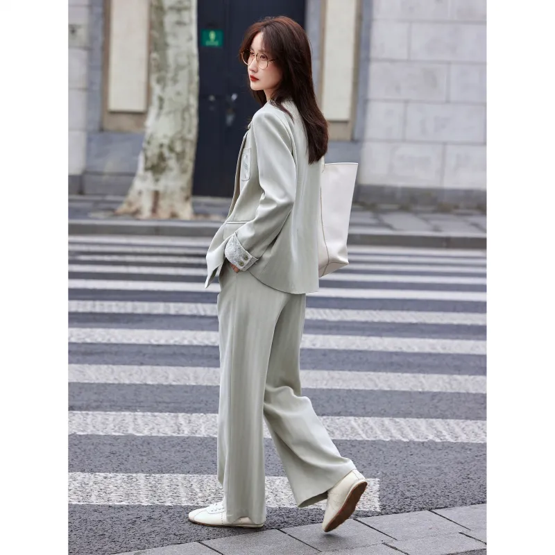 A Paradise For Awakening Casual Suit Women's Pea Green-2