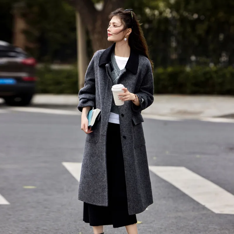 A Paradise For Awakening Coats Women's Black Gray Color-4