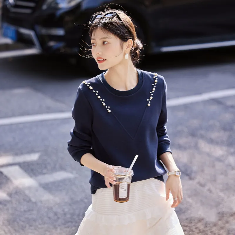 A Paradise For Awakening Sweatshirt Women's Navy Blue-5