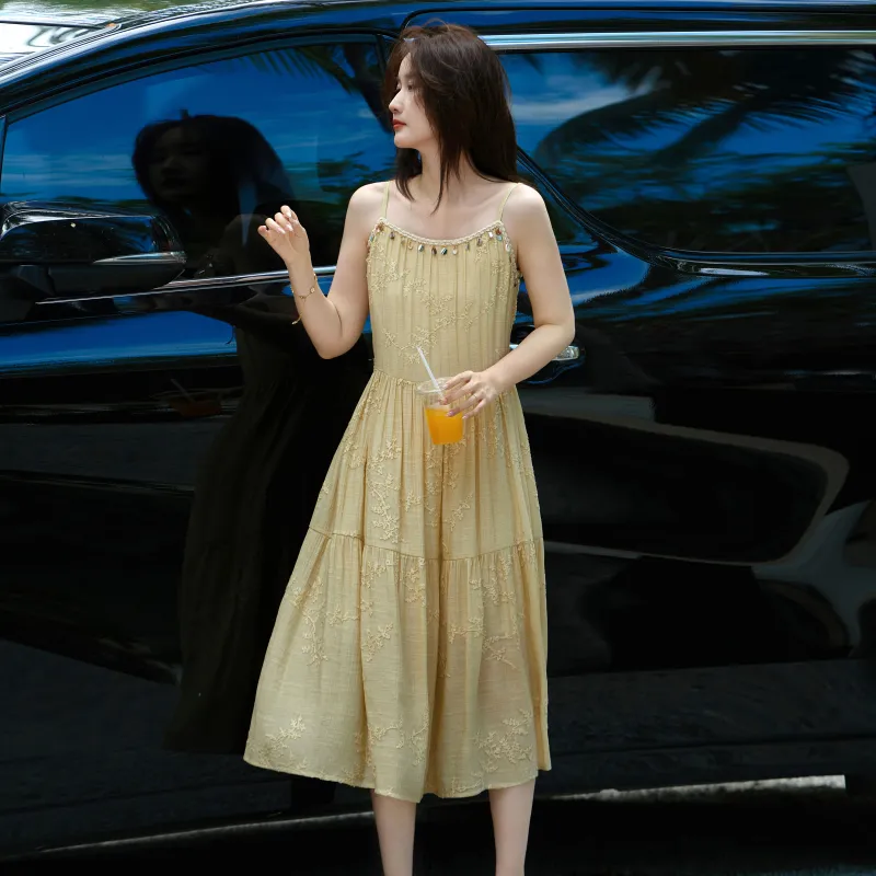 A Paradise For Awakening Slip Dress Women's Yellow-5