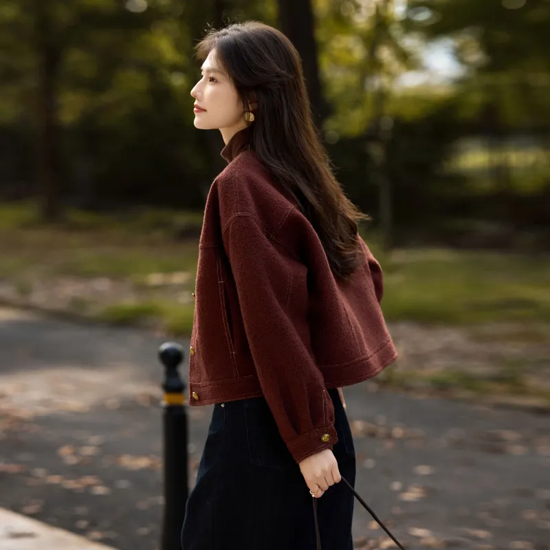 A Paradise For Awakening Coats Women's Burgundy-2