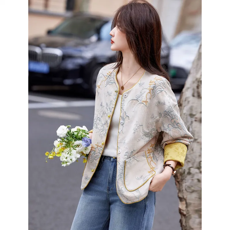 A Paradise For Awakening Cropped Coat Women's Yellow-2