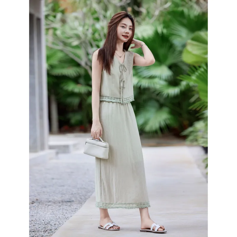 A Paradise For Awakening Skirt Set Women's Green-4