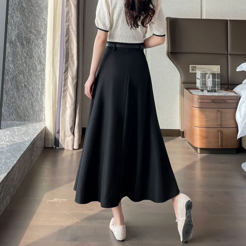 A Paradise For Awakening Casual Long Skirt Women's Black-4