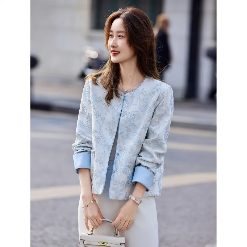A Paradise For Awakening Cropped Coat Women's Blue-3