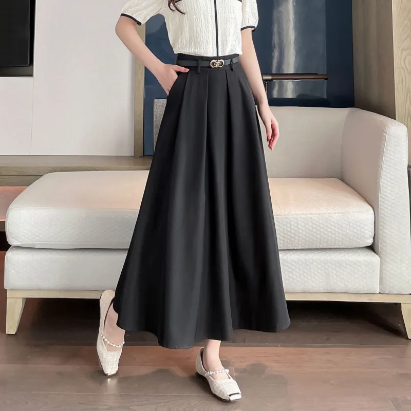 A Paradise For Awakening Casual Long Skirt Women's Black-5