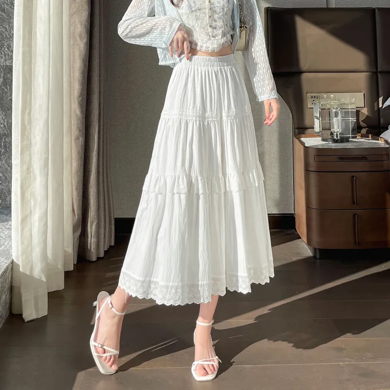 A Paradise For Awakening Casual Long Skirt Women's White-2