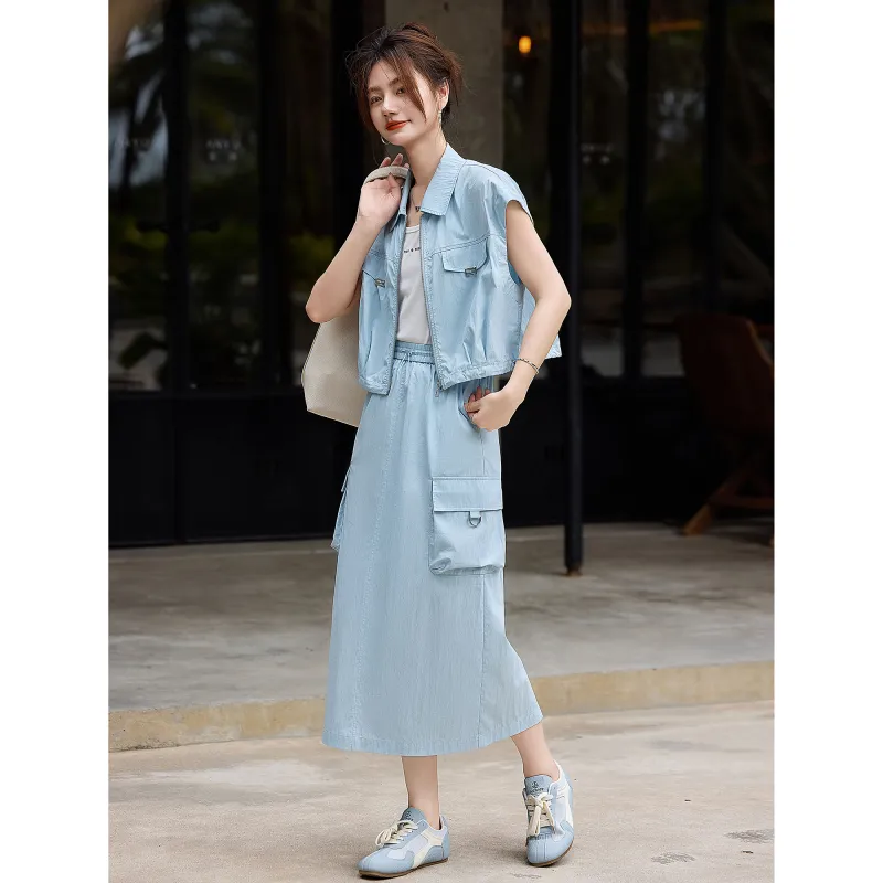 A Paradise For Awakening Skirt Set Women's Blue-4