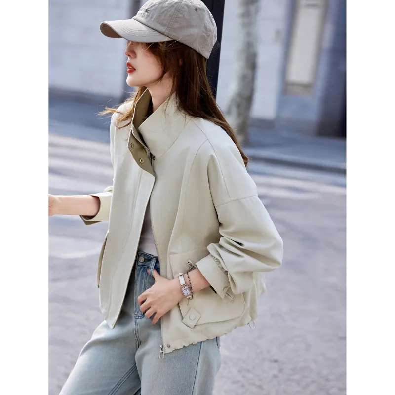 A Paradise For Awakening Cropped Coat Women's Beige Apricot-4