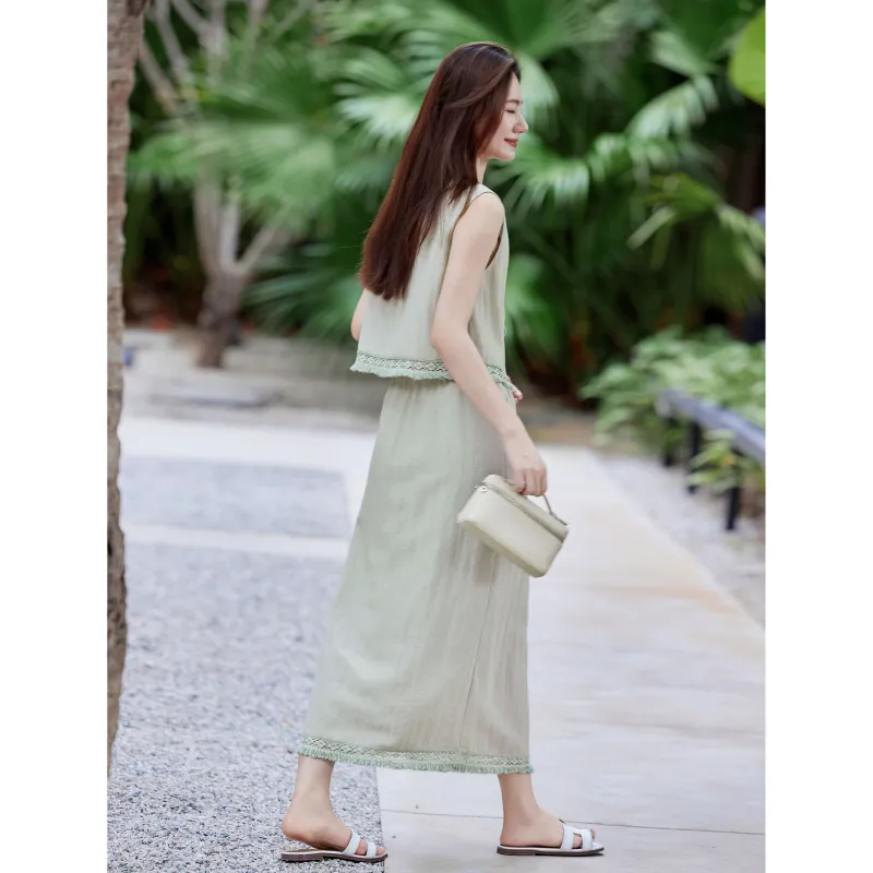 A Paradise For Awakening Skirt Set Women's Green-2