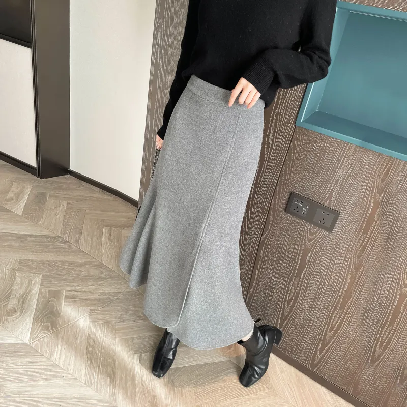 A Paradise For Awakening Casual Long Skirts Women's Gray-5