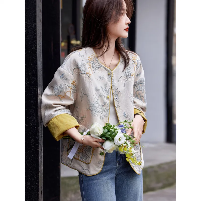 A Paradise For Awakening Cropped Coat Women's Yellow-3