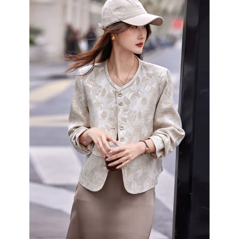A Paradise For Awakening Cropped Coat Women's Beige Apricot-4