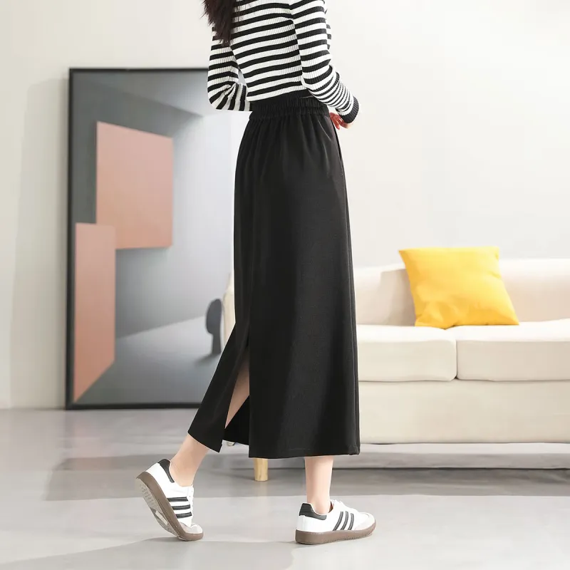 A Paradise For Awakening Casual Long Skirts Women's Black-3