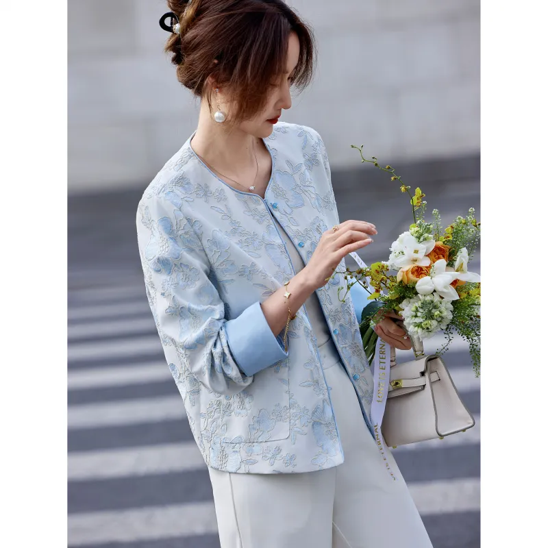 A Paradise For Awakening Cropped Coat Women's Blue-5