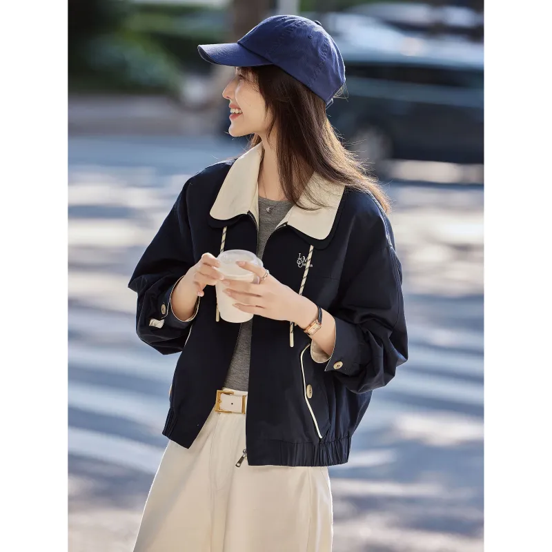 A Paradise For Awakening Jackets Coats Women's Navy Blue-4