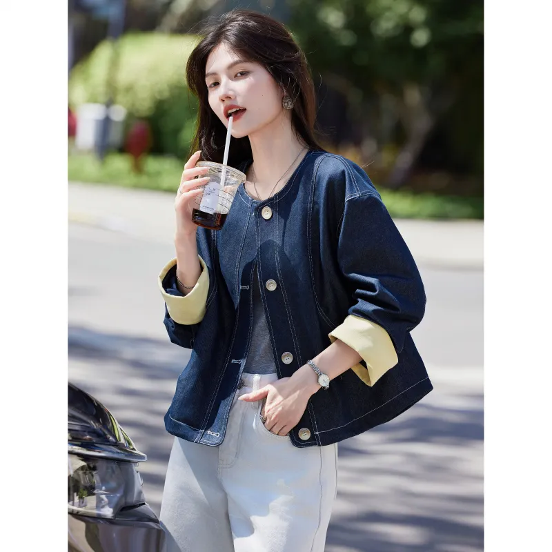 A Paradise For Awakening Denim Jacket Women's Vintage Blue-5