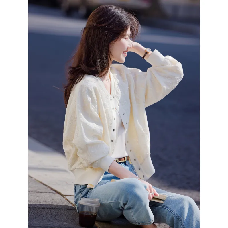 A Paradise For Awakening Cropped Coat Women's Beige Apricot-6