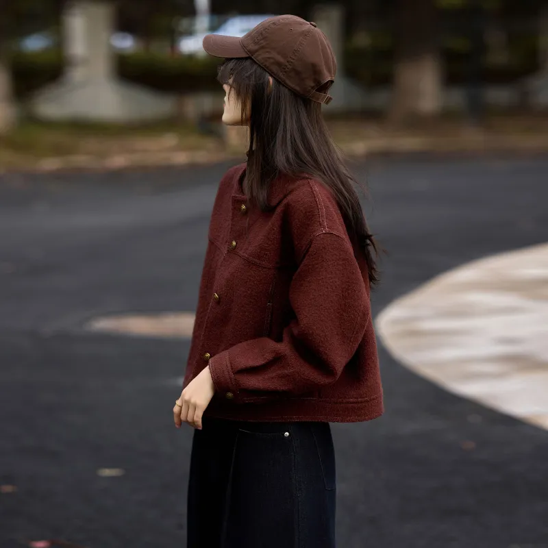 A Paradise For Awakening Coats Women's Burgundy-4