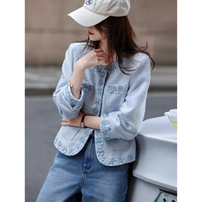 A Paradise For Awakening Cropped Coat Women's Blue-6