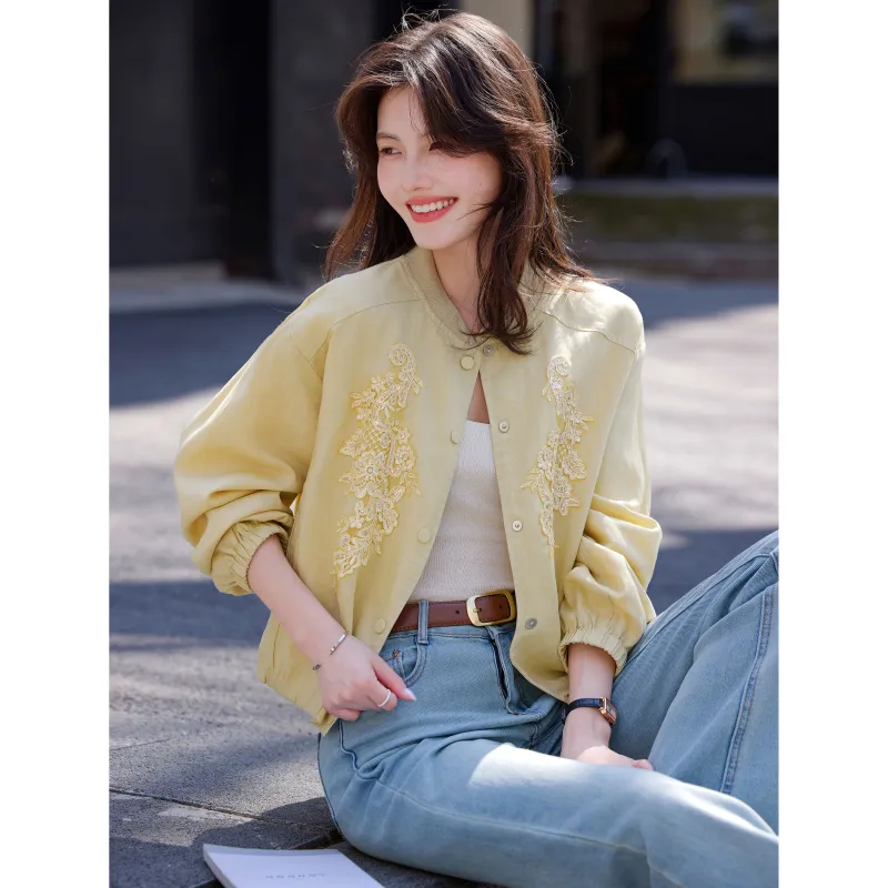 A Paradise For Awakening Cropped Coat Women's Yellow-5